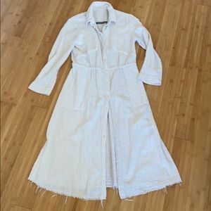 RAQUEL ALLEGRA Beige Crinkle Cotton Shirtdress